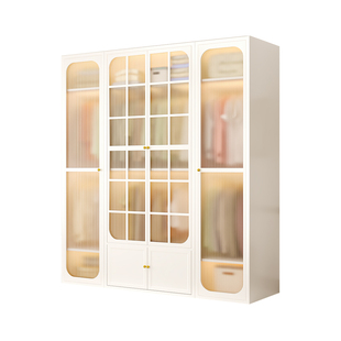 法式金属衣柜简易组装家用卧室全钢制加厚结实耐用大容量铁皮衣橱