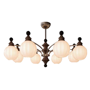 法式中古风客厅吊灯美式复古实木高级感餐厅2025新款全屋中山灯具