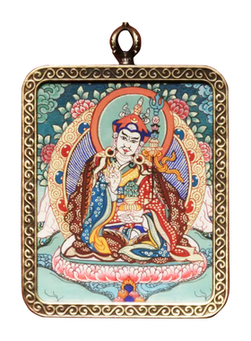 手绘小唐卡吉祥天母西藏佛牌吊坠