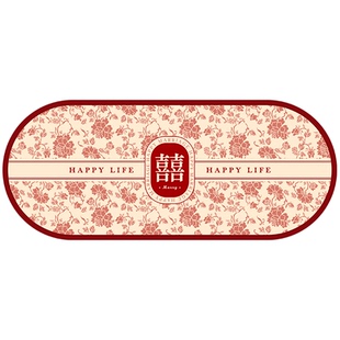 结婚地毯卧室床边毯地垫主卧婚房加厚红色脚垫新婚用防滑喜庆垫子
