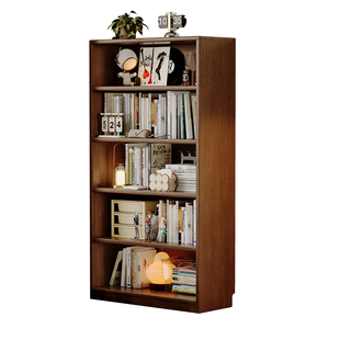 实木书柜客厅靠墙书架置物架一体开放式落地自由组合柜子满墙书柜
