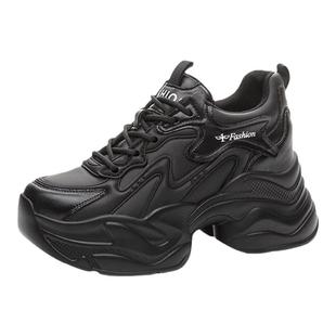 欧洲站真皮老爹鞋女2025新款冬季小个子厚底内增高女鞋运动鞋增高