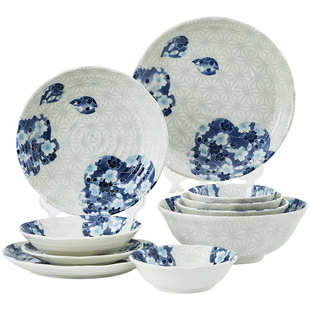 有古窑碗盘子菜盘家用时尚高级感吃饭碗碟组合日本高端青花瓷餐具