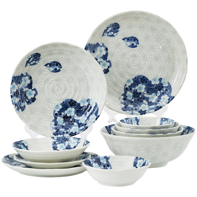 有古窑陶瓷日式樱花釉下彩碗碗碟