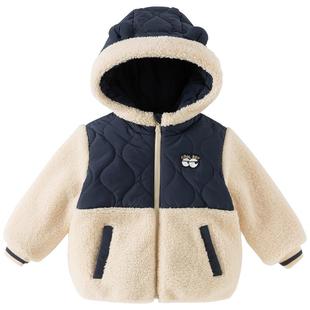 戴维贝拉男童A类棉服2025冬装新款儿童防水夹棉外套宝宝连帽棉衣