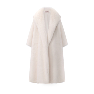 le palais vintage原创斯拉夫贵妇 环保狐狸毛纯白超长皮草外套