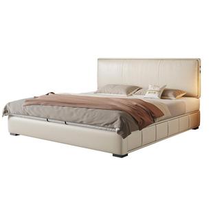 帕沙曼 真皮床1米8双人床卧室储物床超薄床头小户型1.5米单人床架