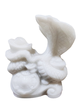 天然白玉元宝蛇如意摆件客厅