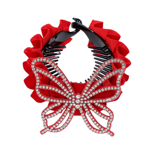 儿童新年红色皇冠头饰公主发夹女孩丸子头神器女童过年头饰马尾扣