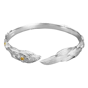 狐狸银手镯女9999纯实心小众新款银镯子妈妈款新年礼物送长辈生日