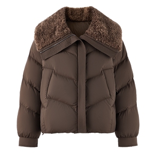 秋水伊人大毛领设计羽绒服女2025年冬季新款气质经典简约通勤外套