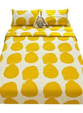 床单款床笠款姜黄圆点纯棉四件套