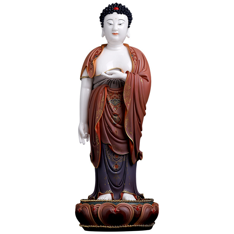 陶瓷立莲如来摆件省级大师郑金土