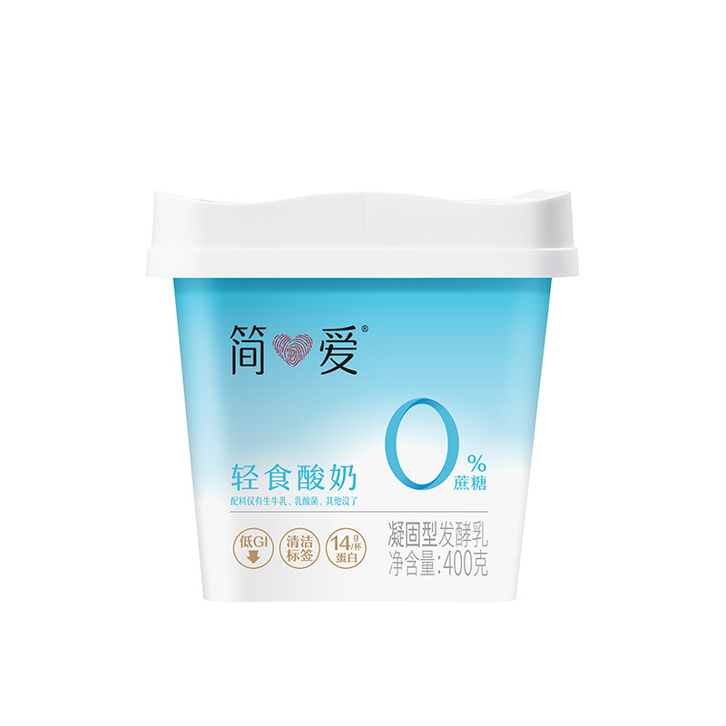 【简爱酸奶】轻食酸奶0%蔗糖4%蔗糖 配料纯净风味发酵乳代餐400g