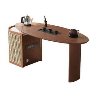 意式极简机理洞石岩板茶桌椅组合现代简约设计师茶台茶桌椅套装