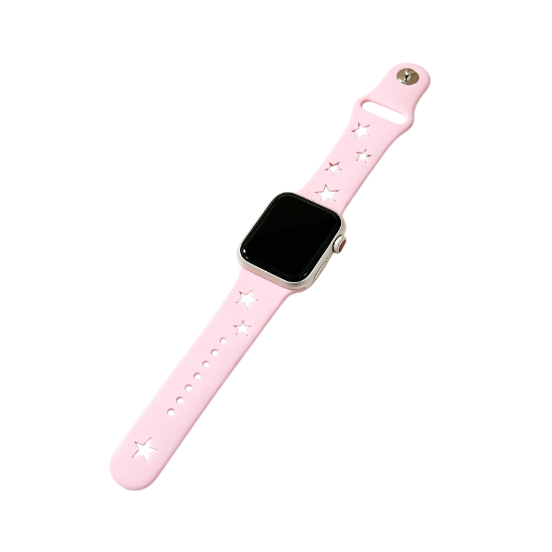 适用iwatchs11表带s10五角星软硅胶applewatch9镂空ultra透气不闷