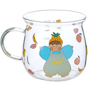 川岛屋一家三口亲子水杯家用高硼硅玻璃杯带把手儿童牛奶杯早餐杯