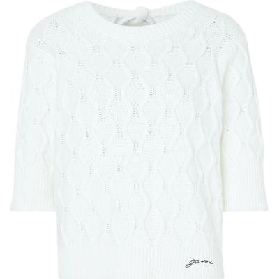 【折扣】GANNI女秋冬露背刺绣绞花针织棉质毛衣