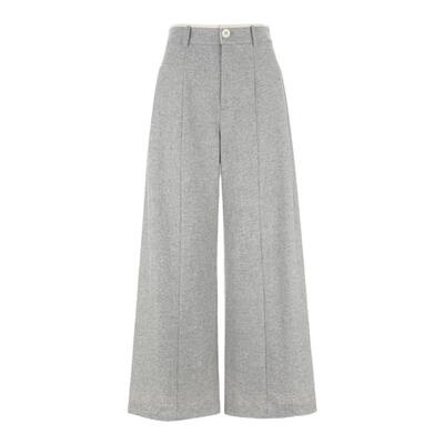 wanatry浅灰色简约人字纹长裤