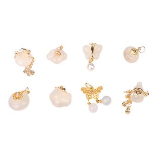 天然白玛瑙小提溜diy配件貔貅平安扣吊坠手链手串玉石小滴溜配饰