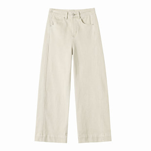 奶茶灰直筒牛仔裤女九分2026春超火150小个子八分宽松烟管法棍裤