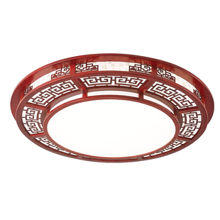 实木新中式吸顶灯客厅灯led圆形大厅灯仿古橡木灯具套餐木艺灯饰