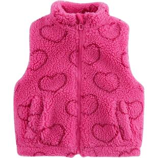 【打折】马克珍妮秋冬装男女童仿羊羔毛立领马甲背心221633