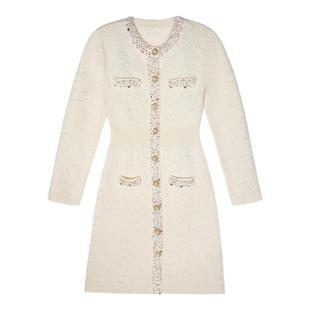 TCH潮牌烫钻法式气质时尚收腰显瘦小香风连衣裙女秋冬新款