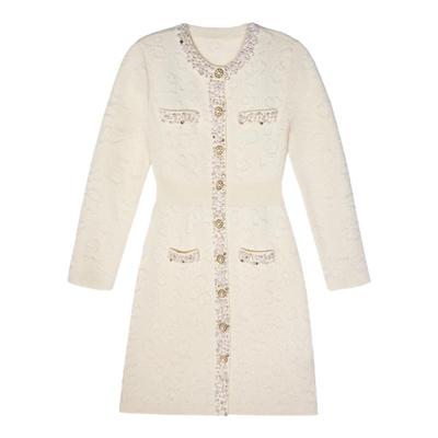 TCH潮牌烫钻法式气质时尚收腰显瘦小香风连衣裙女2024秋冬新款