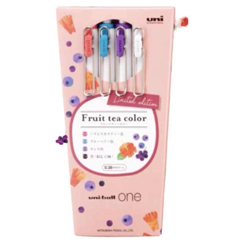 UNI 三菱小浓芯水果茶限定 四代中性笔uniball one按动水笔 0.38
