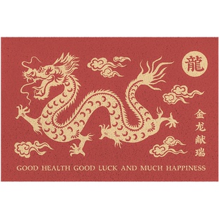 一拾一喜庆龙年家用入户玄关地垫可裁剪丝圈脚垫耐磨耐脏门口地毯