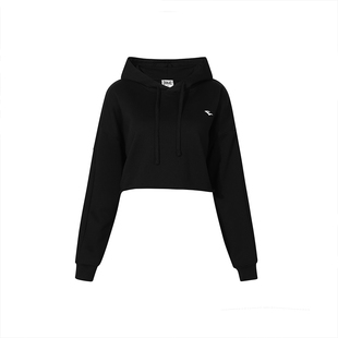 美国EVERLAST拳击美式高街运动女款重磅纯棉宽松短款露腰连帽卫衣