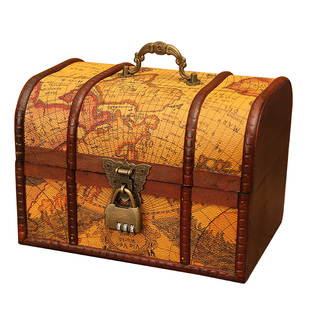 复古收纳盒儿童储物盒木质带锁密码家用首饰整理盒小盒子百宝箱子