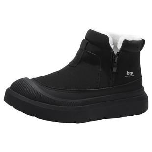 雪地靴男2026新款冬季加绒保暖加厚侧拉链高帮黑色皮毛一体大棉鞋