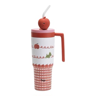 TG家怦怦花田吨吨杯大容量车载保温杯冰霸杯创意吸管杯不锈钢水杯