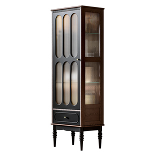 【新品】美式法式中古风电视柜旁边柜立柜实木酒柜客厅靠墙展示柜