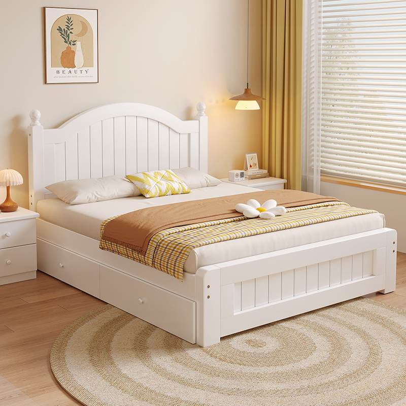 瀚质实木床1.5米双人主卧经济型现代简约1.2单人1.8m出租房北欧床