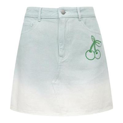 t区绫致VeroModa半身裙春夏亮片樱桃晕染感高腰牛仔短裙时尚百搭