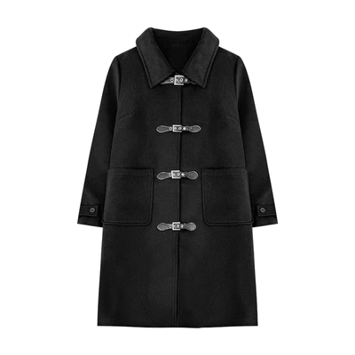 梵朵大码女装16544冬季胖MM高级显瘦夹棉毛呢大衣赫本风外套上衣