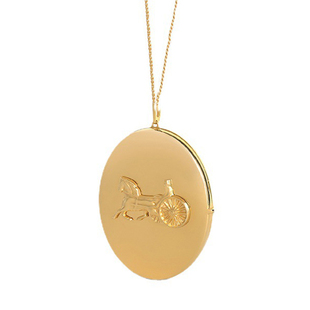 韩国 奎 朴夫人马车战马金属镜子项链夸张大吊坠锁骨链长款毛衣链