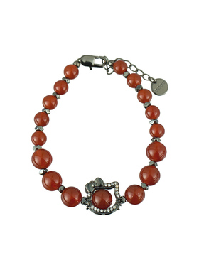 黑KT猫红玛瑙手链设计感女