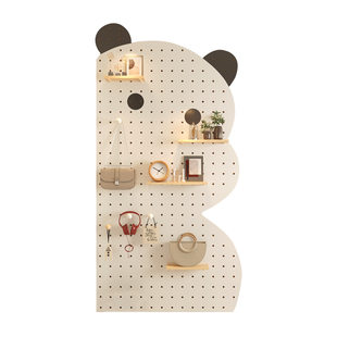 实木洞洞板入户玄关熊猫置物架配件穿衣镜定制墙面挂衣架装饰摆件