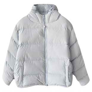 秒发！ER*ME糖果色羽绒服25冬新款韩国连帽90白鸭绒拉链短外套女