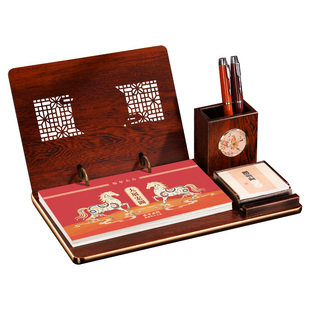 周历高档木质台历2026年新款定制多功能笔筒台座台历架桌面摆件定做马年日历公司广告专版印刷订制专版年历