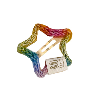 彩色毛线星星发夹bb夹少女边夹侧边刘海夹前额碎发夹子不伤发头饰