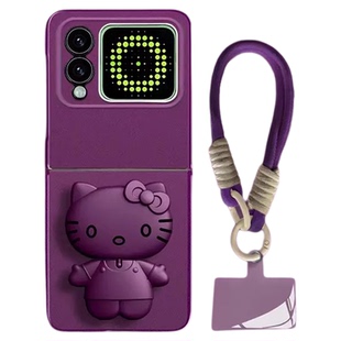 适用华为novaflip手机壳新款顺财神猫金属漆折叠屏无边框全包保护套novaflip女款带挂绳不会撞壳可爱防摔外壳