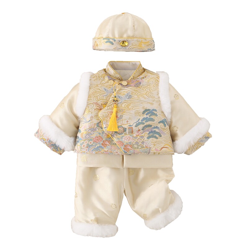 男宝加厚周岁礼服新年拜年服