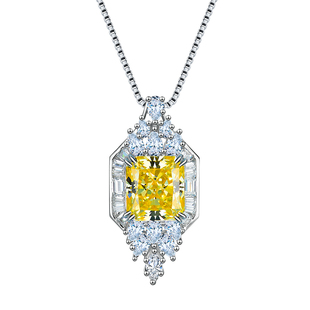 卓蝶珠宝精工黄钻吊坠超闪雷迪恩黄色钻石项链闪耀百搭镀金银饰女