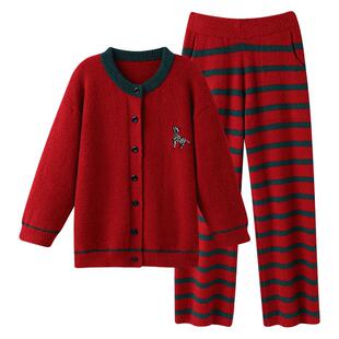 半边绒睡衣女士冬季加厚加绒2026新款红色本命年秋冬珊瑚绒家居服