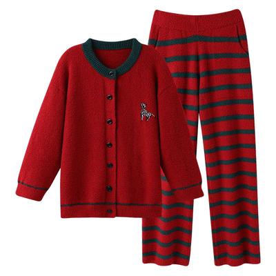 睡衣女士秋冬半边绒长袖家居服